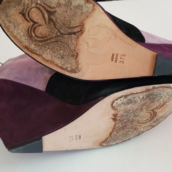 JEAN-MICHEL CAZABAT wedge bootie Rica purple suede color block 7.5 - Picture 7 of 11